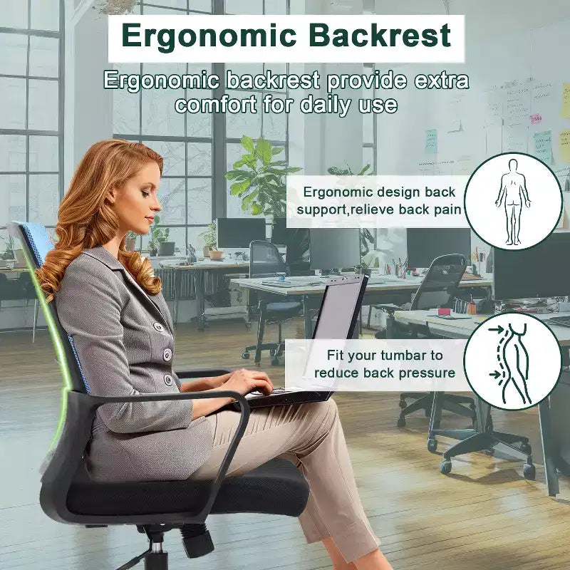 Silla de oficina de malla con soporte lumbar y giro de 360° – Negro / Azul / Gris / Rosa / Blanco, 1 persona
