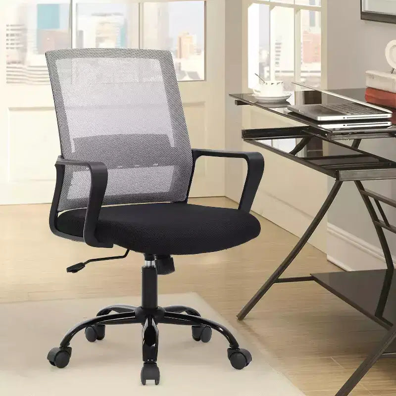 Silla de oficina de malla con soporte lumbar y giro de 360° – Negro / Azul / Gris / Rosa / Blanco, 1 persona