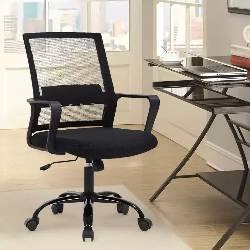 Silla de oficina de malla con soporte lumbar y giro de 360° – Negro / Azul / Gris / Rosa / Blanco, 1 persona