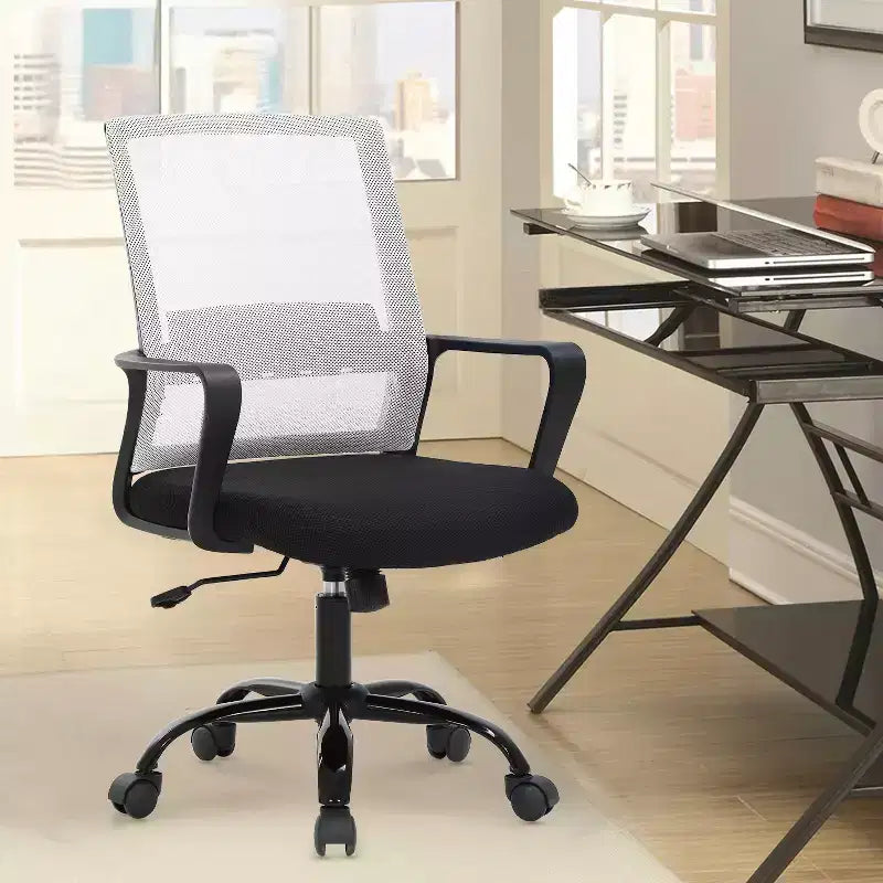 Silla de oficina de malla con soporte lumbar y giro de 360° – Negro / Azul / Gris / Rosa / Blanco, 1 persona