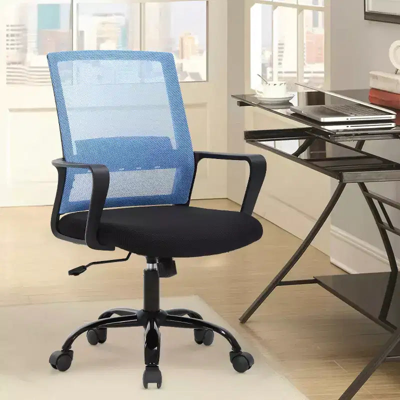 Silla de oficina de malla con soporte lumbar y giro de 360° – Negro / Azul / Gris / Rosa / Blanco, 1 persona