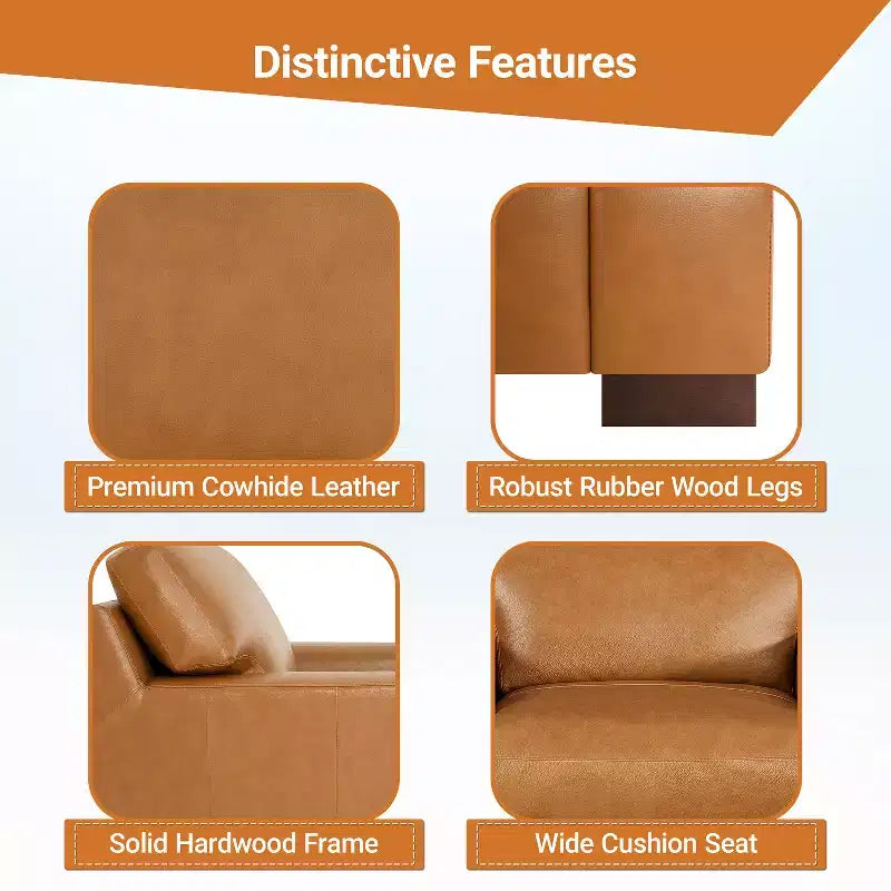 Sillón decorativo de piel auténtica color café espresso/marrón claro – Asiento individual, juego de 1 o 2