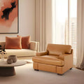 Sillón decorativo de piel auténtica color café espresso/marrón claro – Asiento individual, juego de 1 o 2