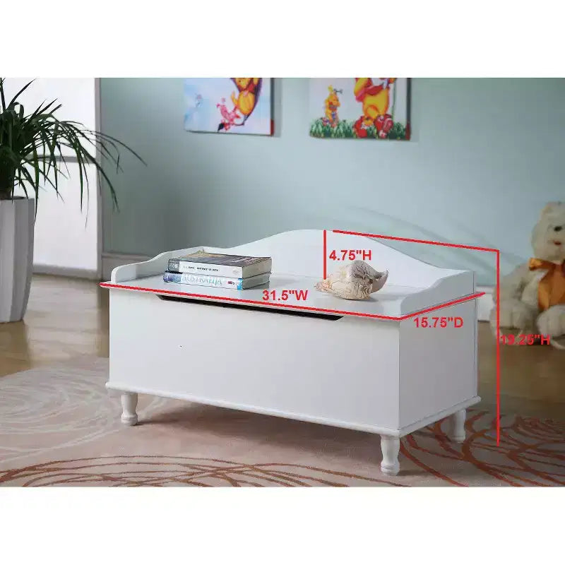 Banco de almacenamiento de madera blanca con tapa, asiento para 2 personas