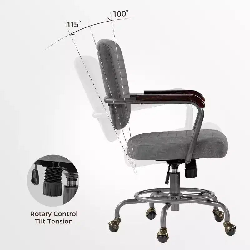 Sillón de oficina giratorio de piel sintética gris, altura ajustable, para 1 persona