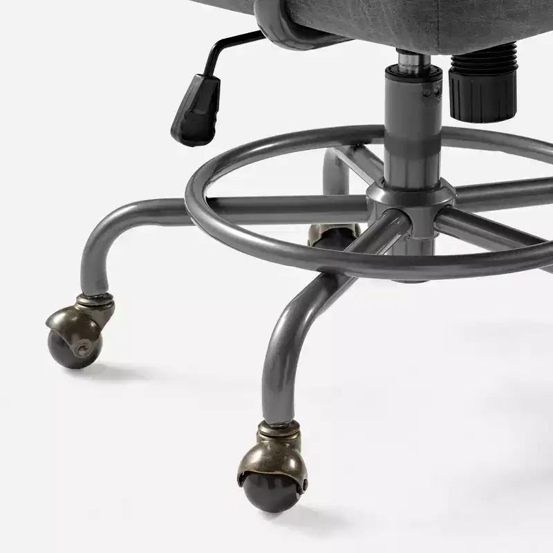 Sillón de oficina giratorio de piel sintética gris, altura ajustable, para 1 persona