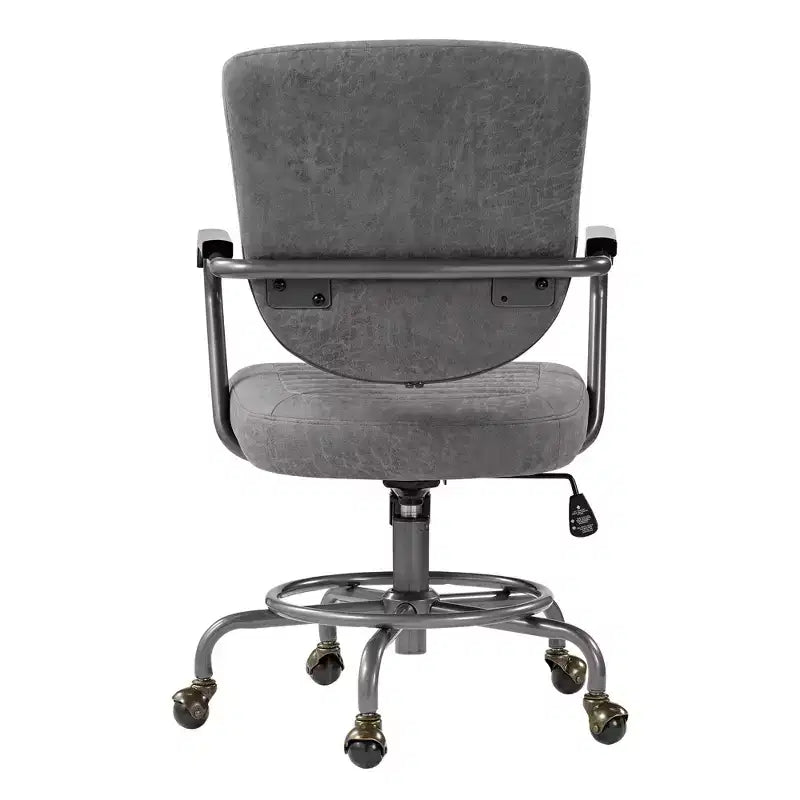 Sillón de oficina giratorio de piel sintética gris, altura ajustable, para 1 persona