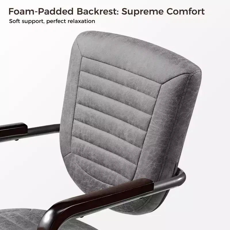 Sillón de oficina giratorio de piel sintética gris, altura ajustable, para 1 persona