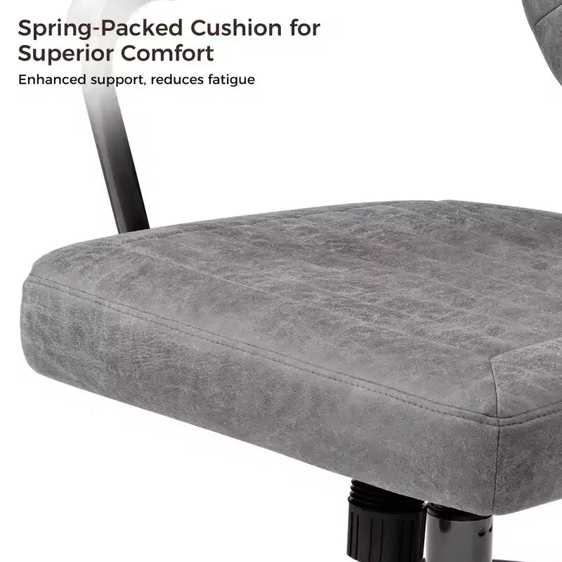 Sillón de oficina giratorio de piel sintética gris, altura ajustable, para 1 persona