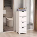 AndMakers 11.81 in. W. x 11.81 in. D x 32.68 in. H White Wood Linen Cabinet with 4 Drawers