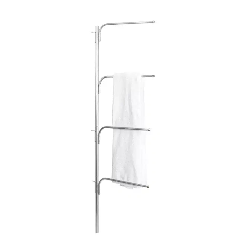 Toallero Giratorio Plateado/Blanco para Colgar en la Puerta, Estilo Familiar de 3 Barras, para 1 a 4 Personas