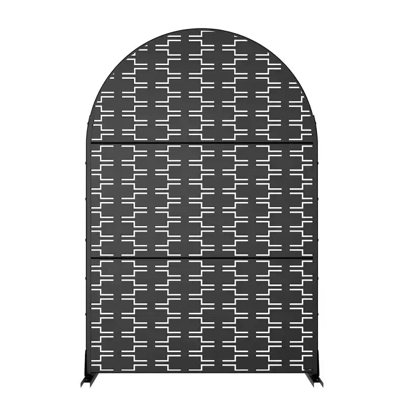 Panel divisor de ambiente plegable de metal con ladrillo arqueado negro, 1 panel