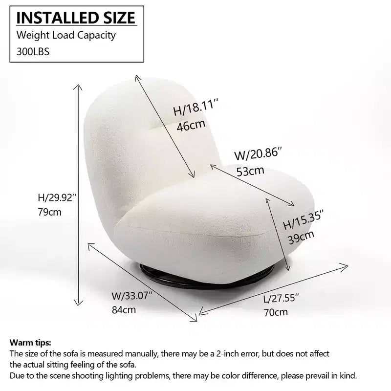 Sillón decorativo sin brazos giratorio de terciopelo, asiento individual