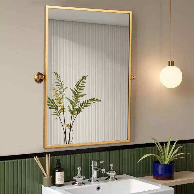 Espejo de pared, rectangular, dorado
