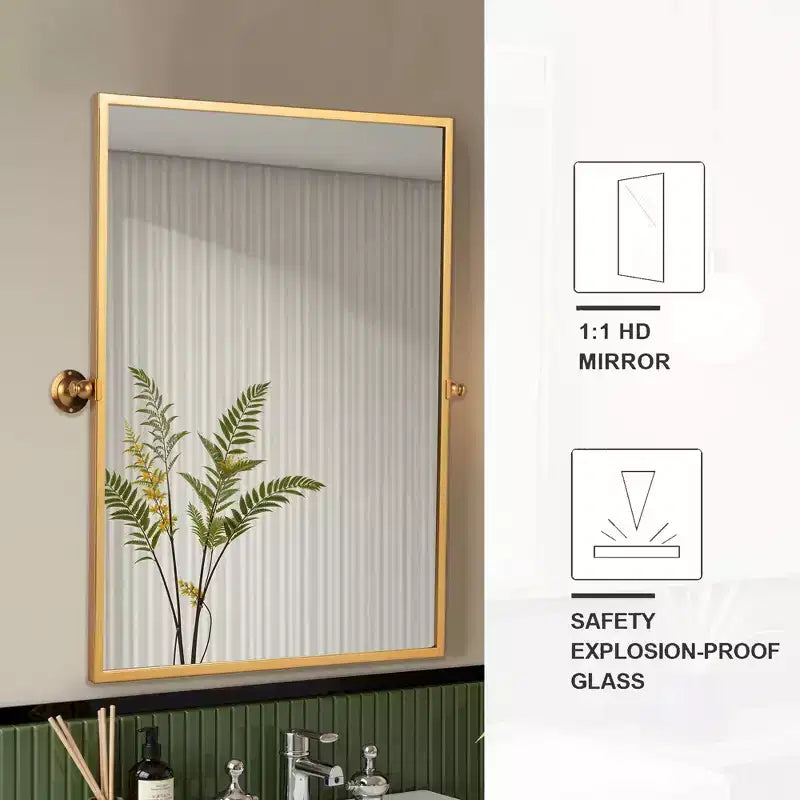Espejo de pared, rectangular, dorado