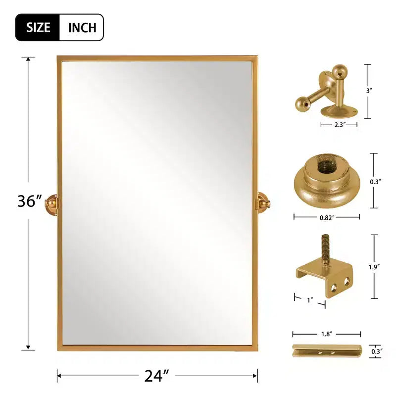 Espejo de pared, rectangular, dorado