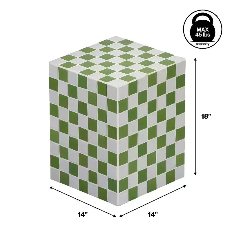 Mesa auxiliar con detalles cuadrados de azulejos de cerámica multicolor, 1 pieza
