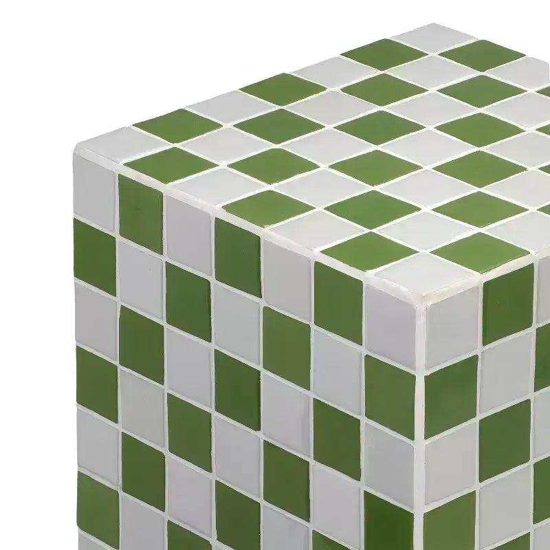 Mesa auxiliar con detalles cuadrados de azulejos de cerámica multicolor, 1 pieza