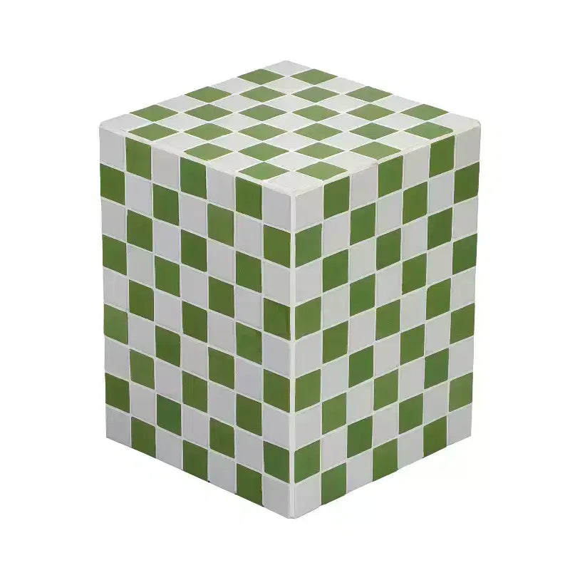 Mesa auxiliar con detalles cuadrados de azulejos de cerámica multicolor, 1 pieza
