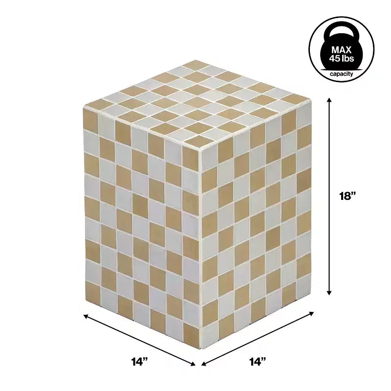 Mesa auxiliar con detalles cuadrados de azulejos de cerámica multicolor, 1 pieza