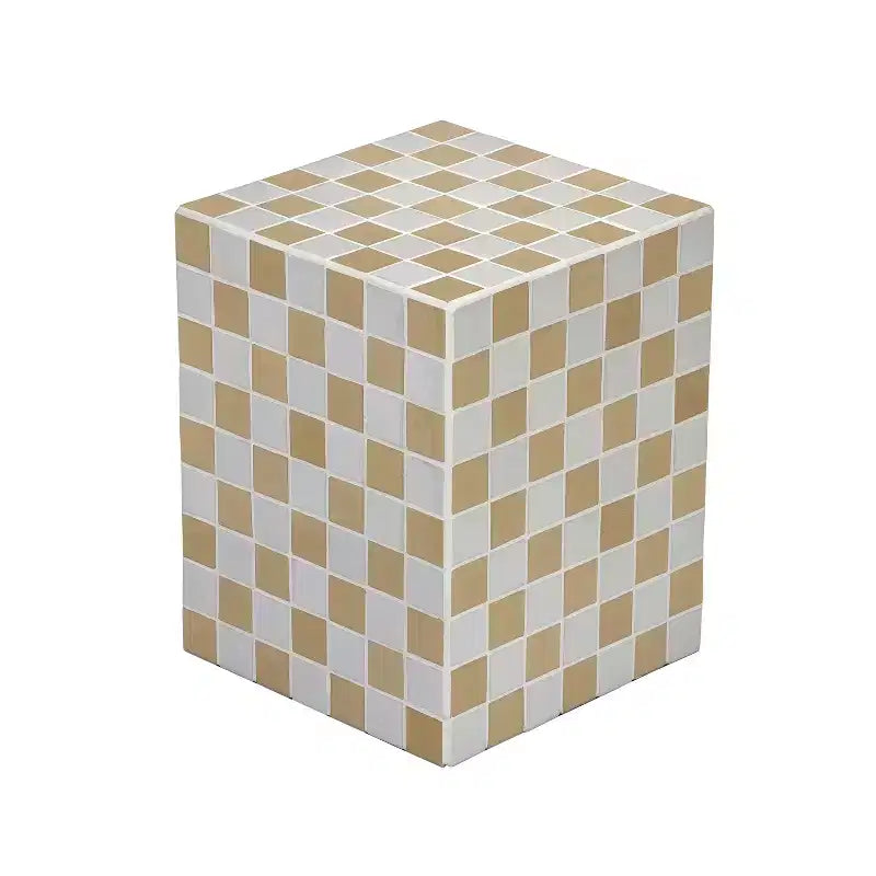 Mesa auxiliar con detalles cuadrados de azulejos de cerámica multicolor, 1 pieza