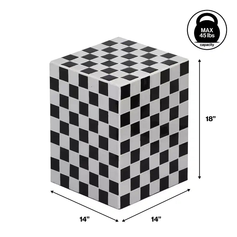 Mesa auxiliar con detalles cuadrados de azulejos de cerámica multicolor, 1 pieza