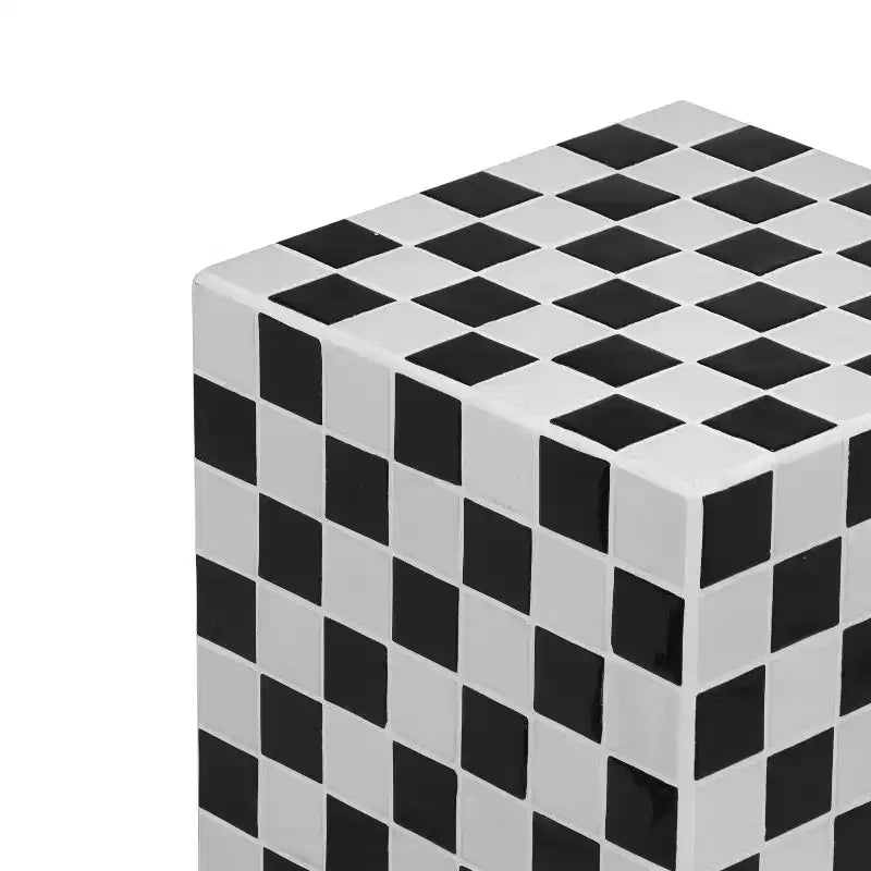 Mesa auxiliar con detalles cuadrados de azulejos de cerámica multicolor, 1 pieza