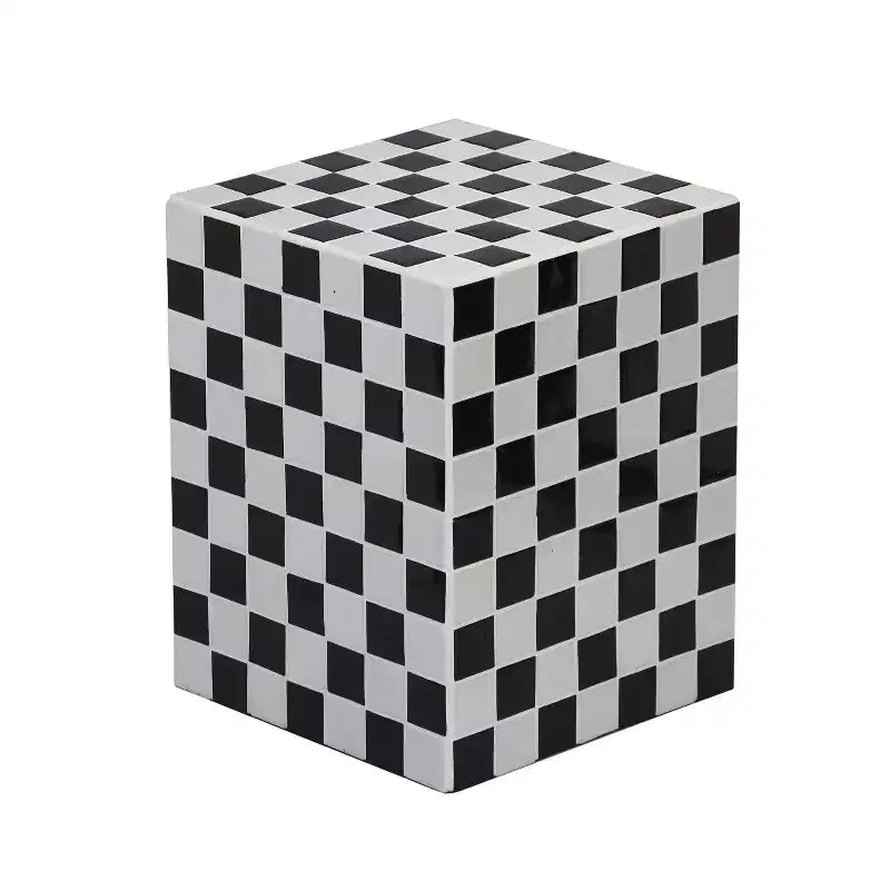 Mesa auxiliar con detalles cuadrados de azulejos de cerámica multicolor, 1 pieza