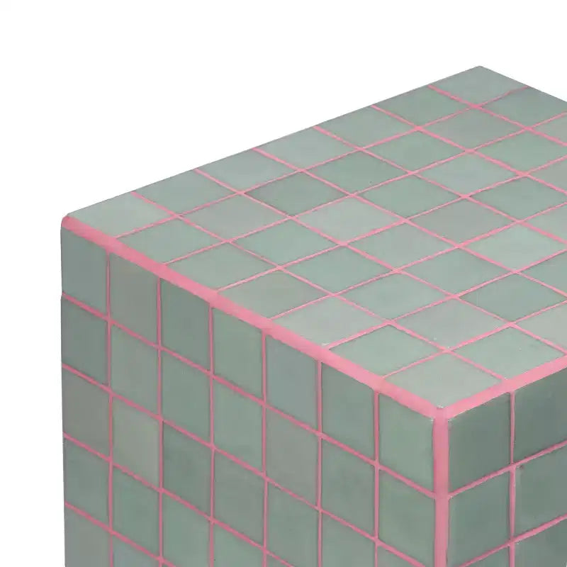 Mesa auxiliar con detalles cuadrados de azulejos de cerámica multicolor, 1 pieza