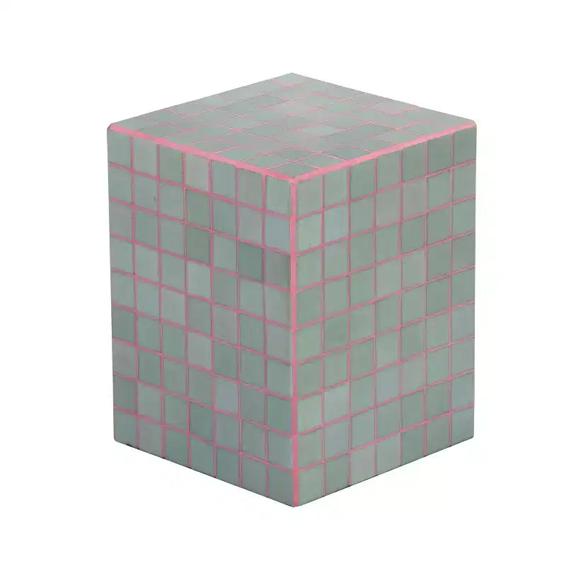 Mesa auxiliar con detalles cuadrados de azulejos de cerámica multicolor, 1 pieza