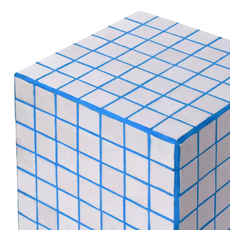 Mesa auxiliar con detalles cuadrados de azulejos de cerámica multicolor, 1 pieza