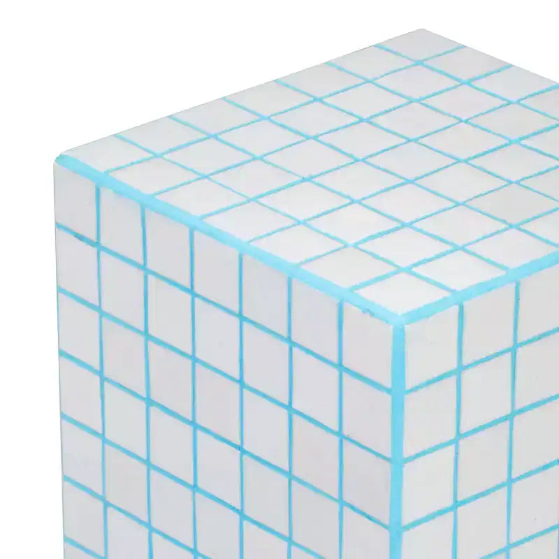 Mesa auxiliar con detalles cuadrados de azulejos de cerámica multicolor, 1 pieza