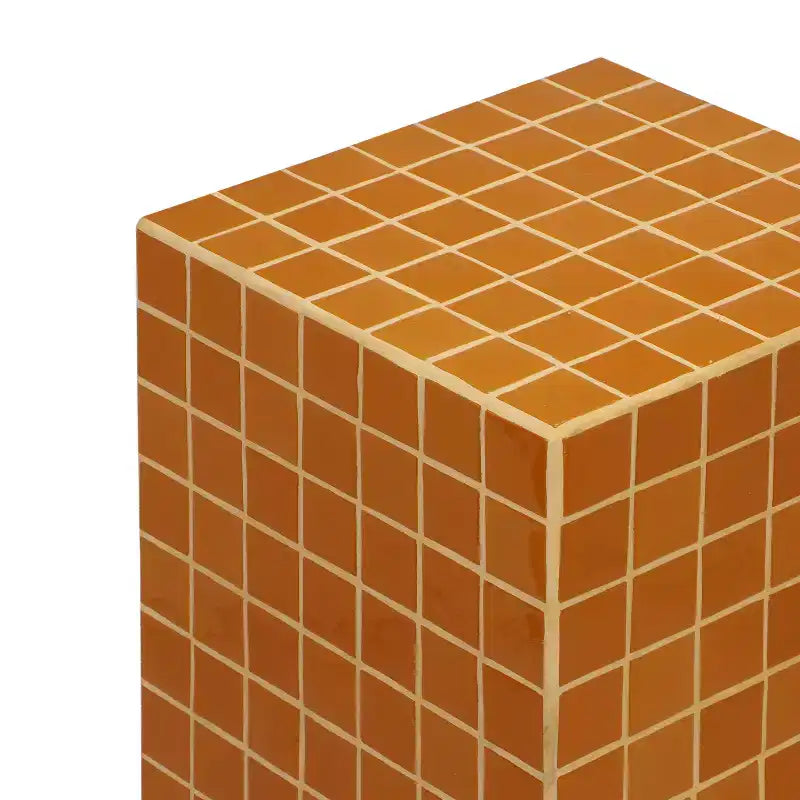 Mesa auxiliar con detalles cuadrados de azulejos de cerámica multicolor, 1 pieza