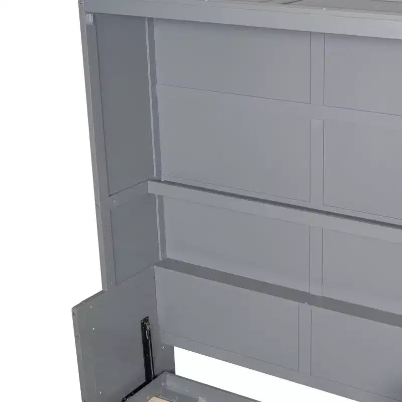 Gris/Blanco, Cama Murphy Plegable con Armario, Queen, 2 personas
