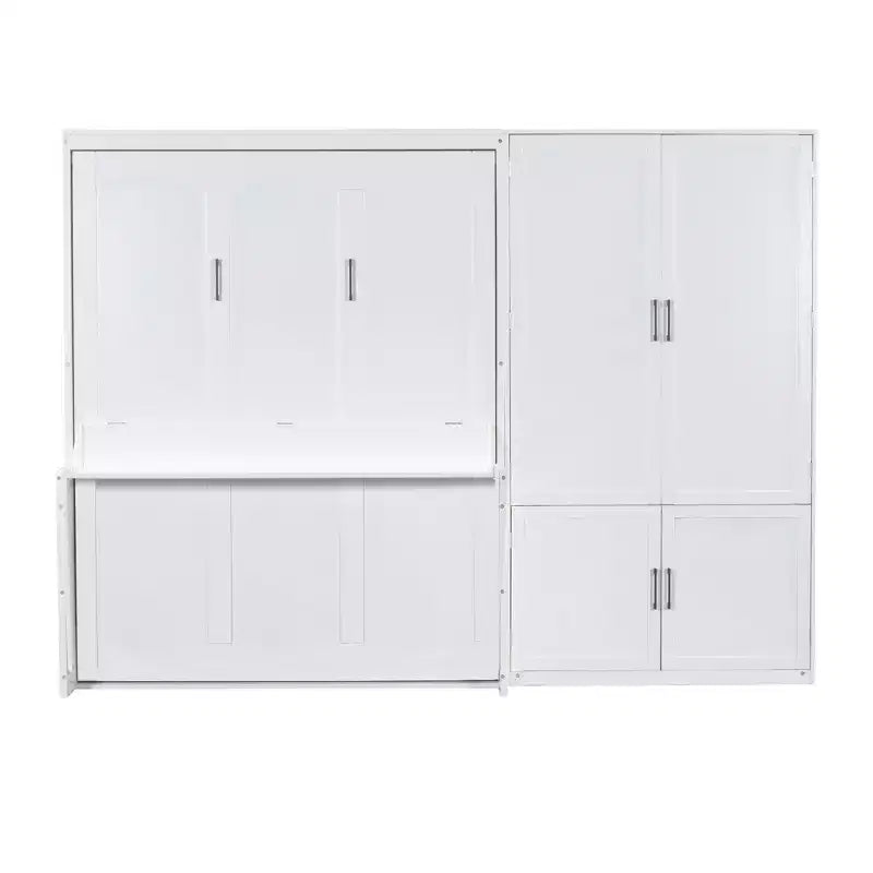 Gris/Blanco, Cama Murphy Plegable con Armario, Queen, 2 personas