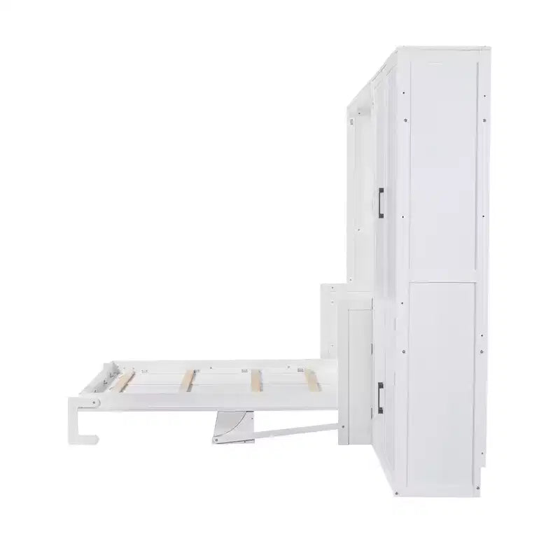 Gris/Blanco, Cama Murphy Plegable con Armario, Queen, 2 personas