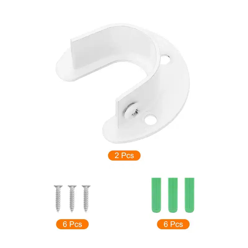 Soporte de extremo de barra de armario en forma de U, blanco, acero inoxidable, 2 unidades
