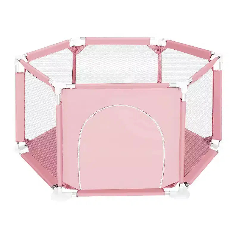 Corral de 6 paneles para bebé, azul/gris/rosa, 1 niño
