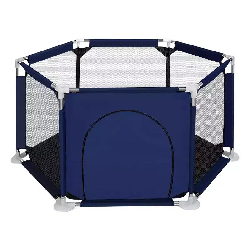 Corral de 6 paneles para bebé, azul/gris/rosa, 1 niño