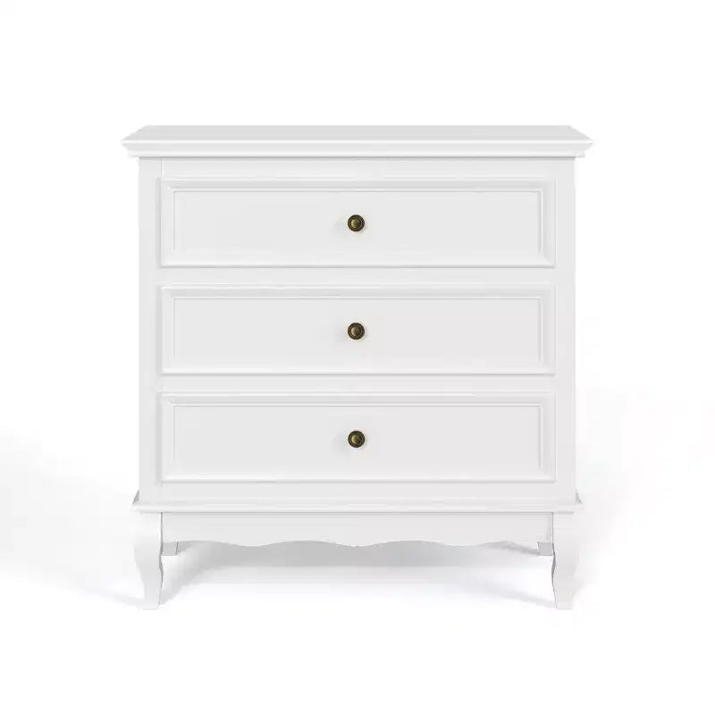 Cómoda de 3 cajones acanalada blanca - Almacenamiento moderno
