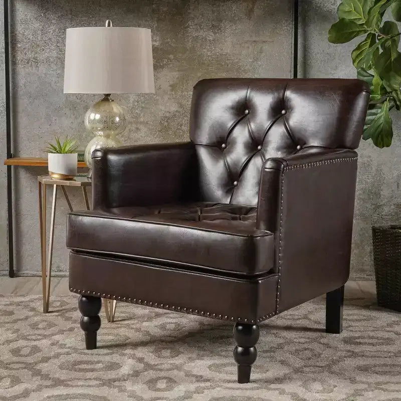 GDFStudio Aurelia Contemporary Tufted Club Chair with Nailhead Trim