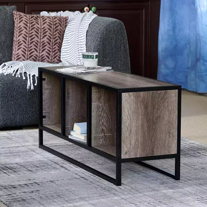 Mueble de TV Ashwood/Blanco escandinavo con 3 compartimentos de almacenaje, apto para televisores de hasta 46"