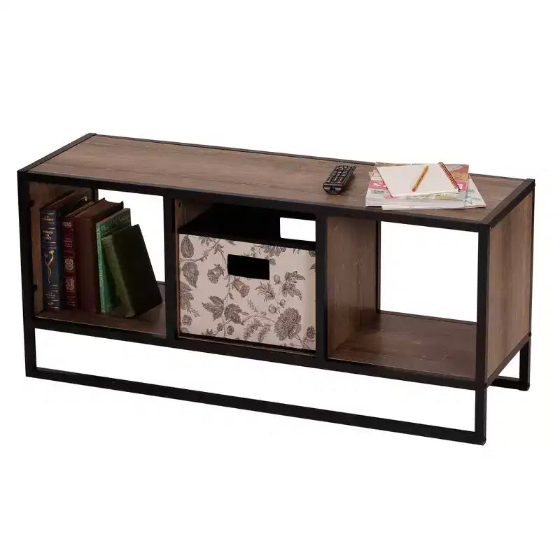 Mueble de TV Ashwood/Blanco escandinavo con 3 compartimentos de almacenaje, apto para televisores de hasta 46"
