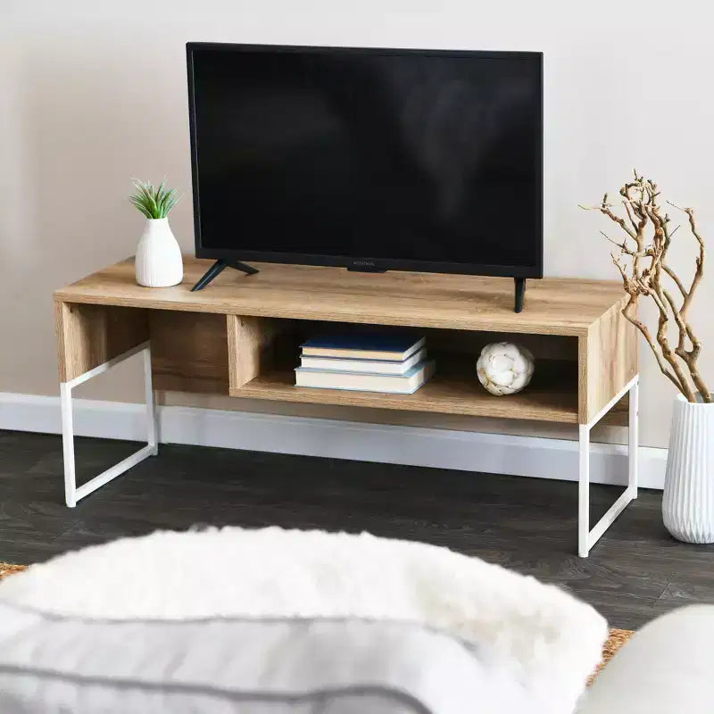 Mueble de TV Ashwood / Roble costero con almacenamiento cerrado, unidad individual
