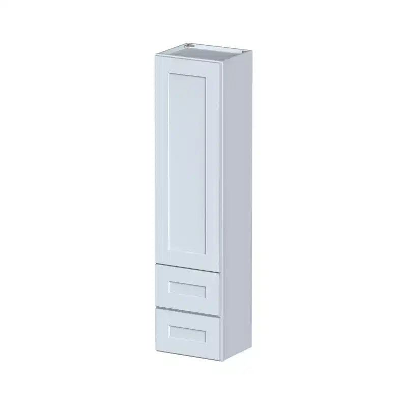Mueble bajo de cocina estilo Shaker en gris paloma con puerta y cajones dobles, montaje para 1 persona