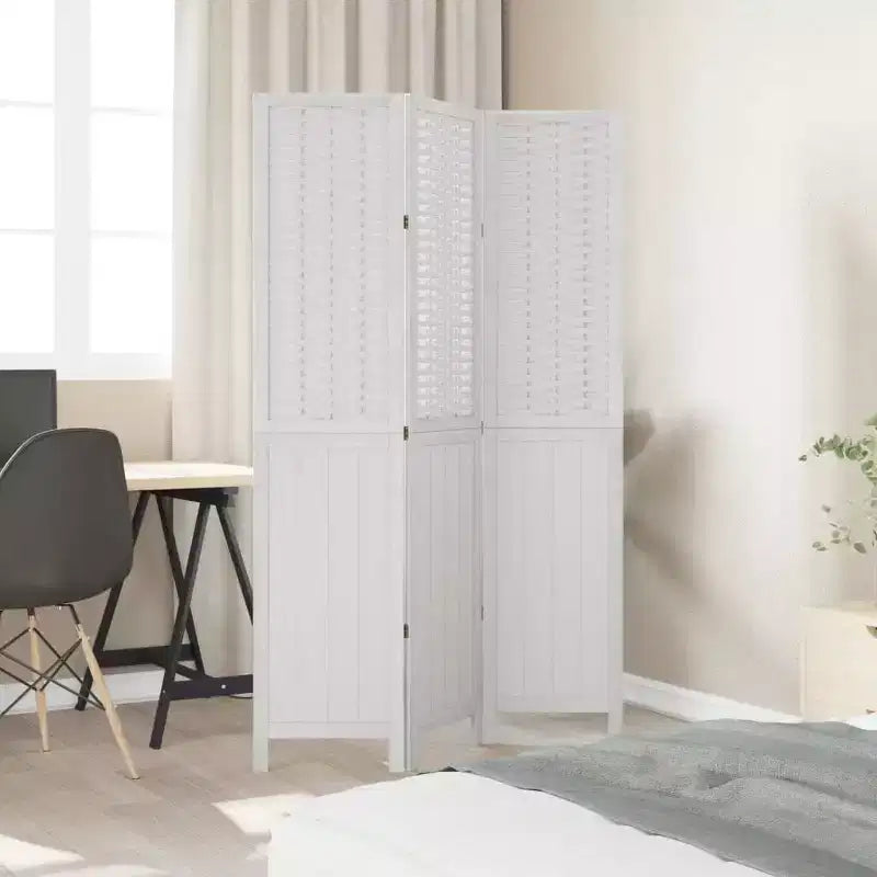 Divisor de ambientes plegable de 3 paneles de bambú natural – Marco de madera de paulownia