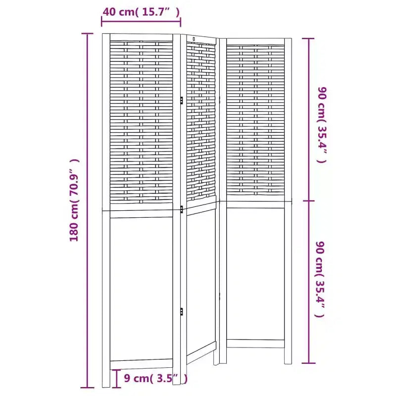 Divisor de ambientes plegable de 3 paneles de bambú natural – Marco de madera de paulownia