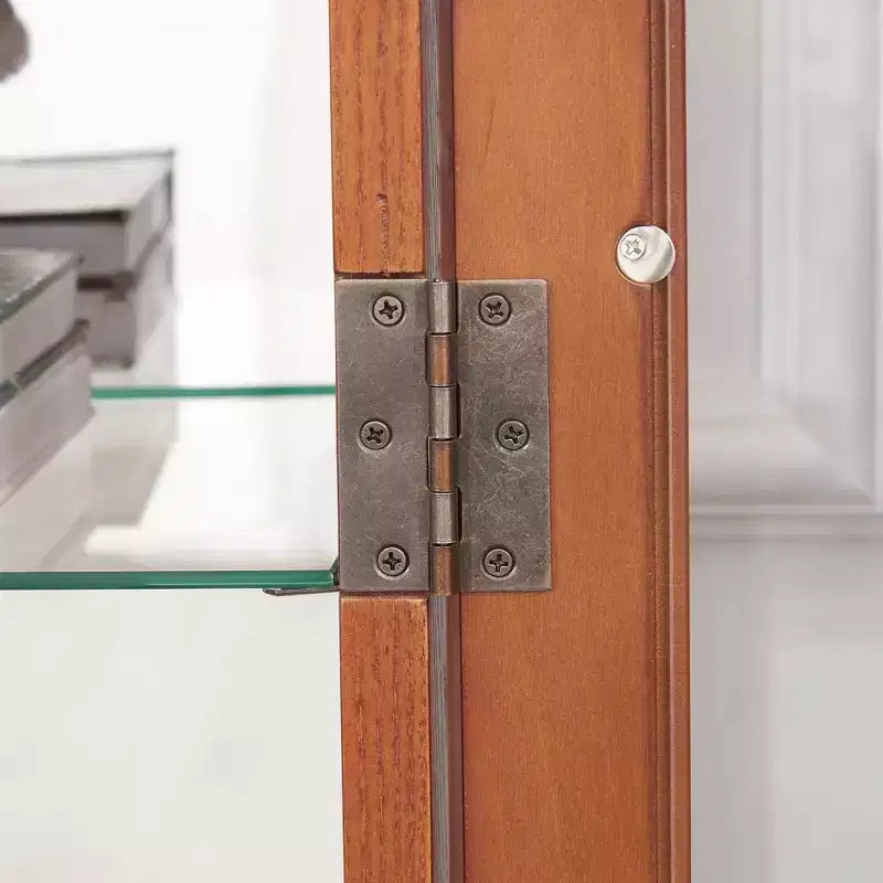 Vitrina de madera marrón con 2 puertas de cristal y luz incorporada, montaje por 1 persona
