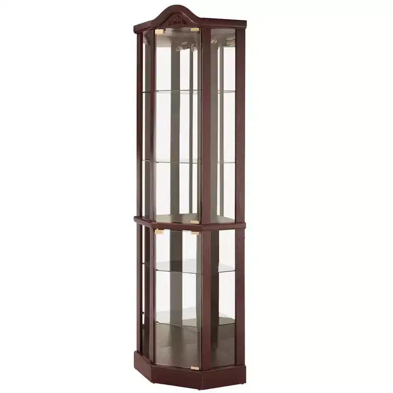 Vitrina esquinera de cristal blanca, estilo clásico, individual con luz