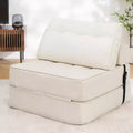 Sofá cama plegable beige / gris oscuro, sofá de suelo convertible 3 en 1 para 1 persona